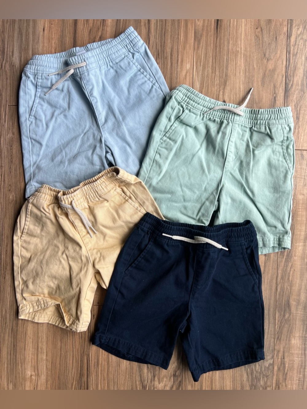 Kids Elastic-Waist Pull-On Shorts - Light Blue, Mint, Khaki/yellow, Navy